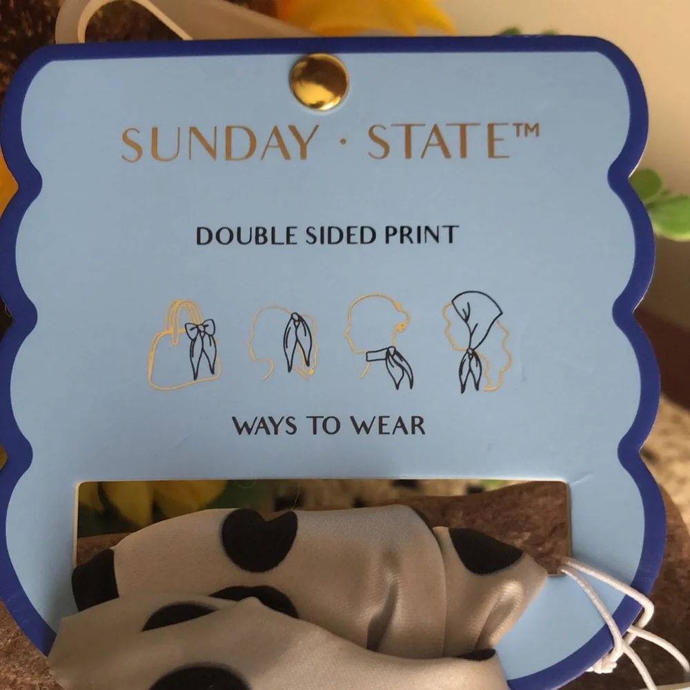 Sunday + State Polka Dot Silky Scarf - Black & White